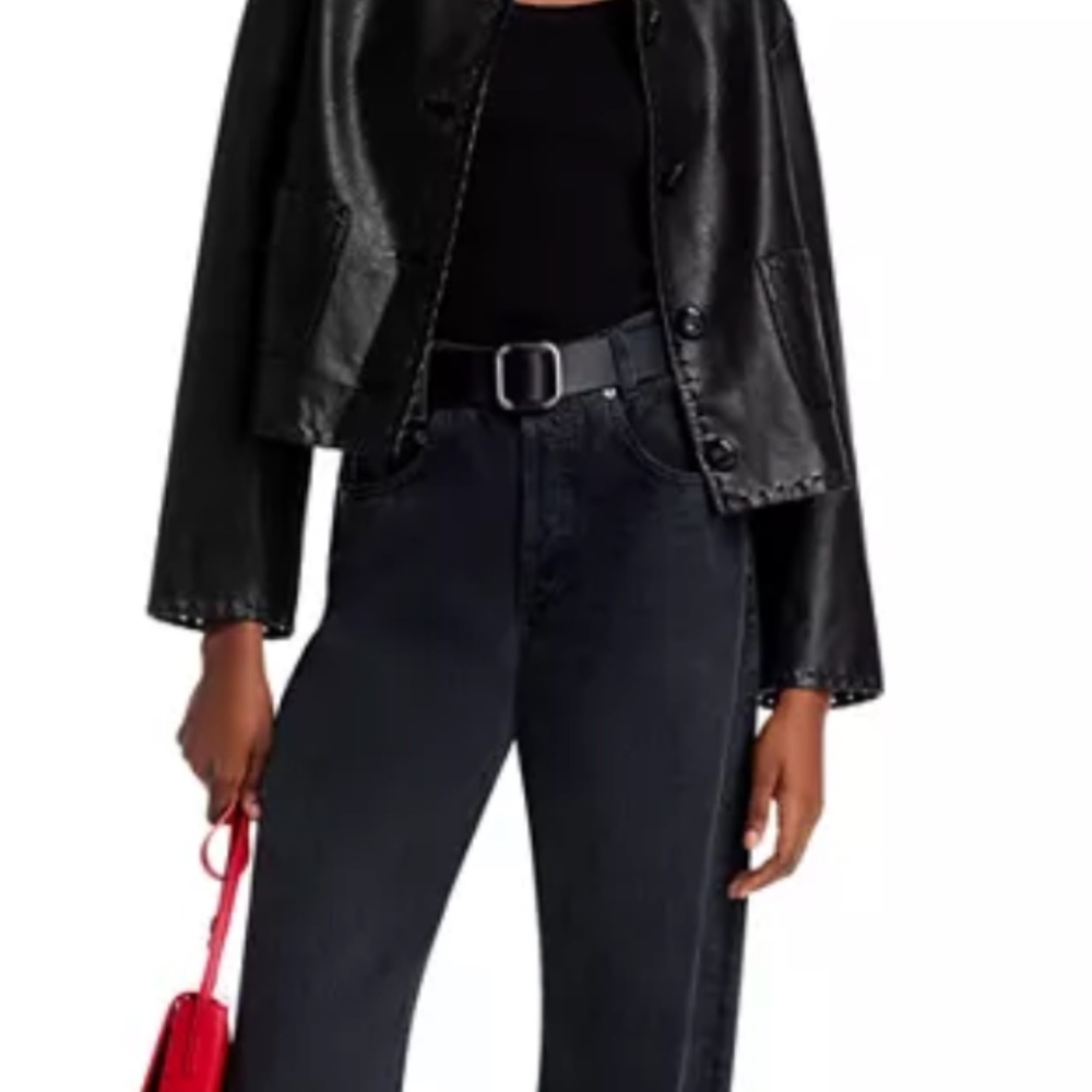 Rails - Faux Leather Cropped Jacket - Black Sz M "Nevina" - Picture 4 of 10